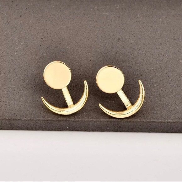 Gold Sun & Crescent Moon Cuff Jacket Earring - Picture 5 of 6